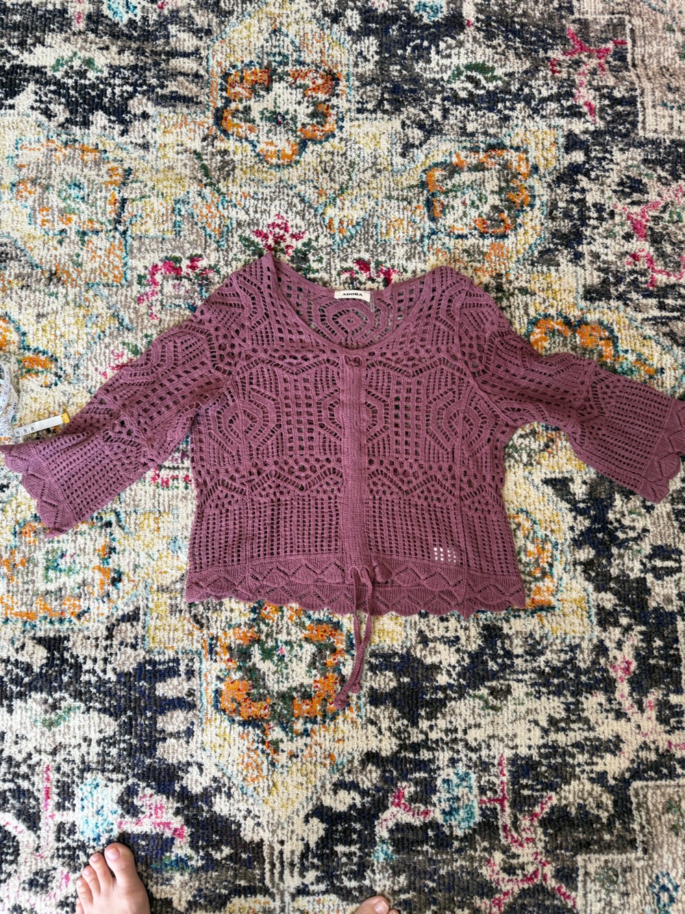 ADORA NWOT Crochet Cinch Front - Plum
